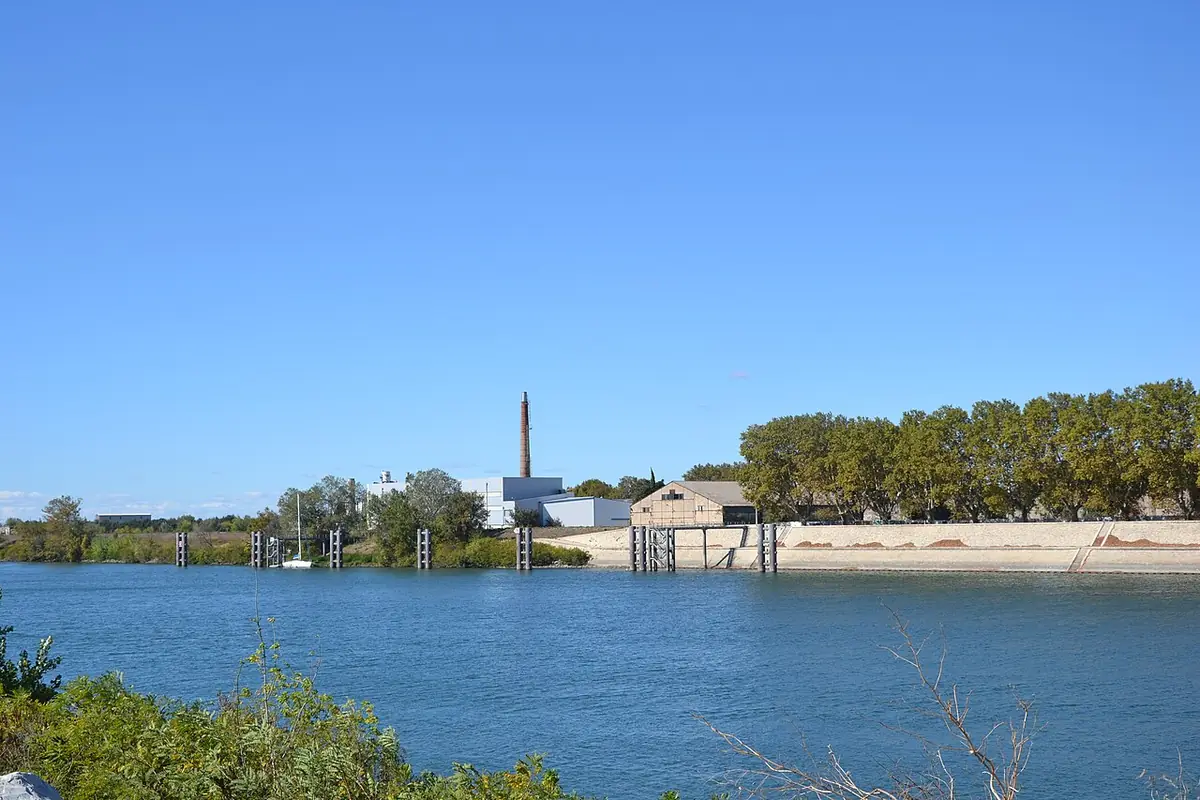 Les bords du Rhône au sud d’Arles, rive verdoyante