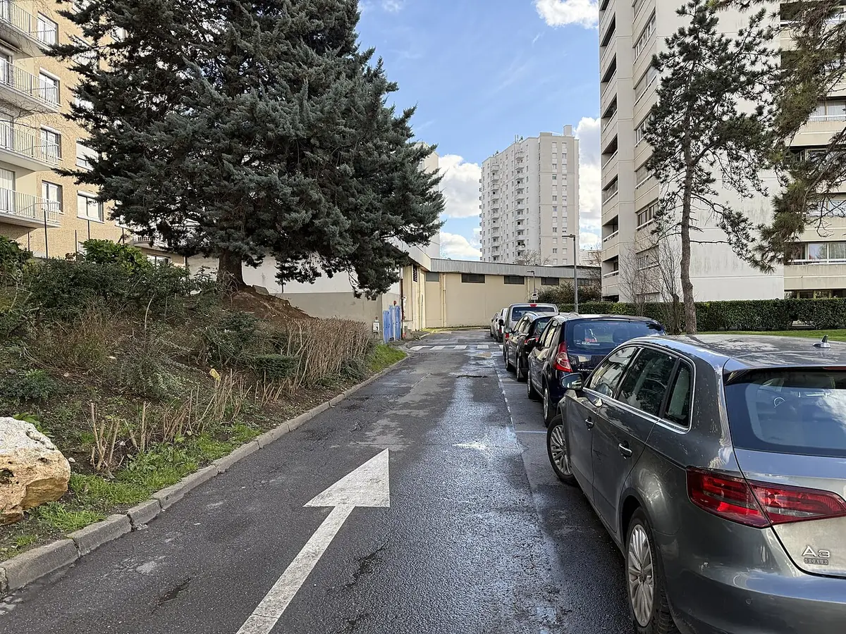 La rue du Palais-Royal à Chelles, avec ses immeubles et voitures garées