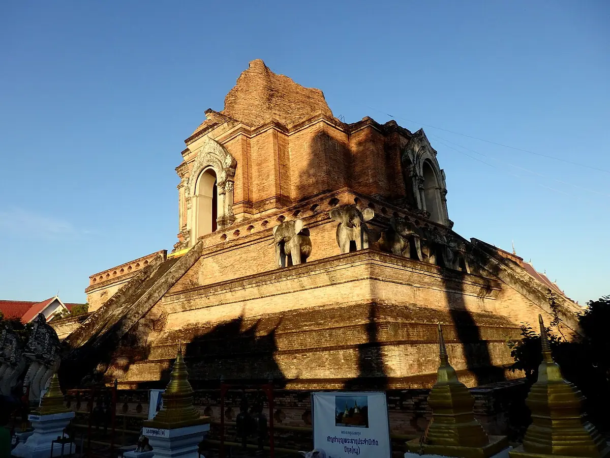 Wat Chedi Luang's towering ancient stupa in Chiang Mai's old city
