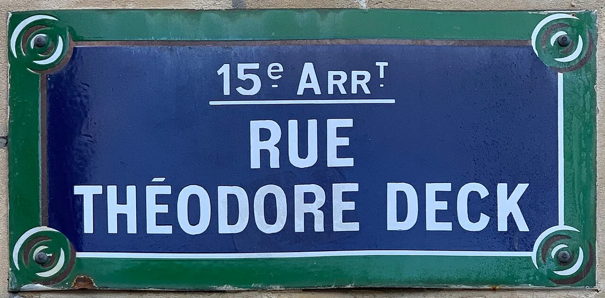 Plaque de la rue Théodore Deck, Paris