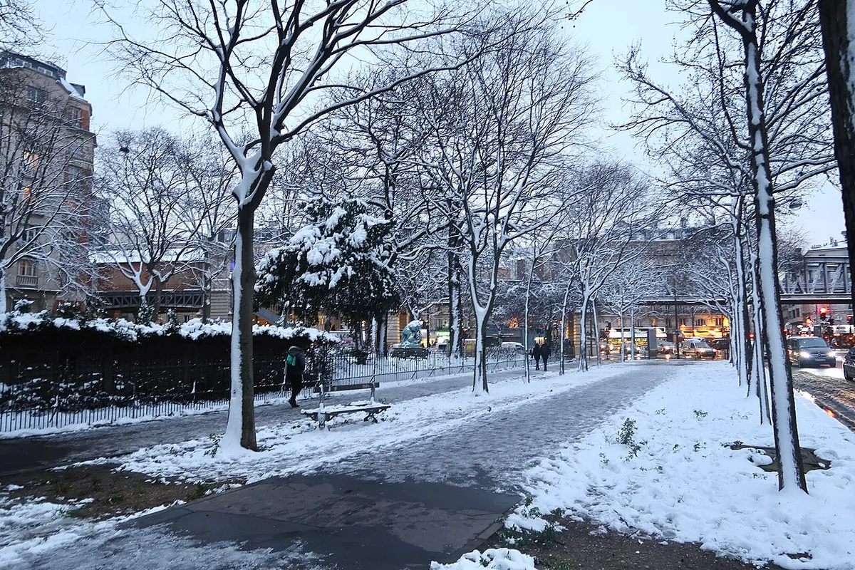 Avenue de Lowendal sous la neige (Paris, 15e).