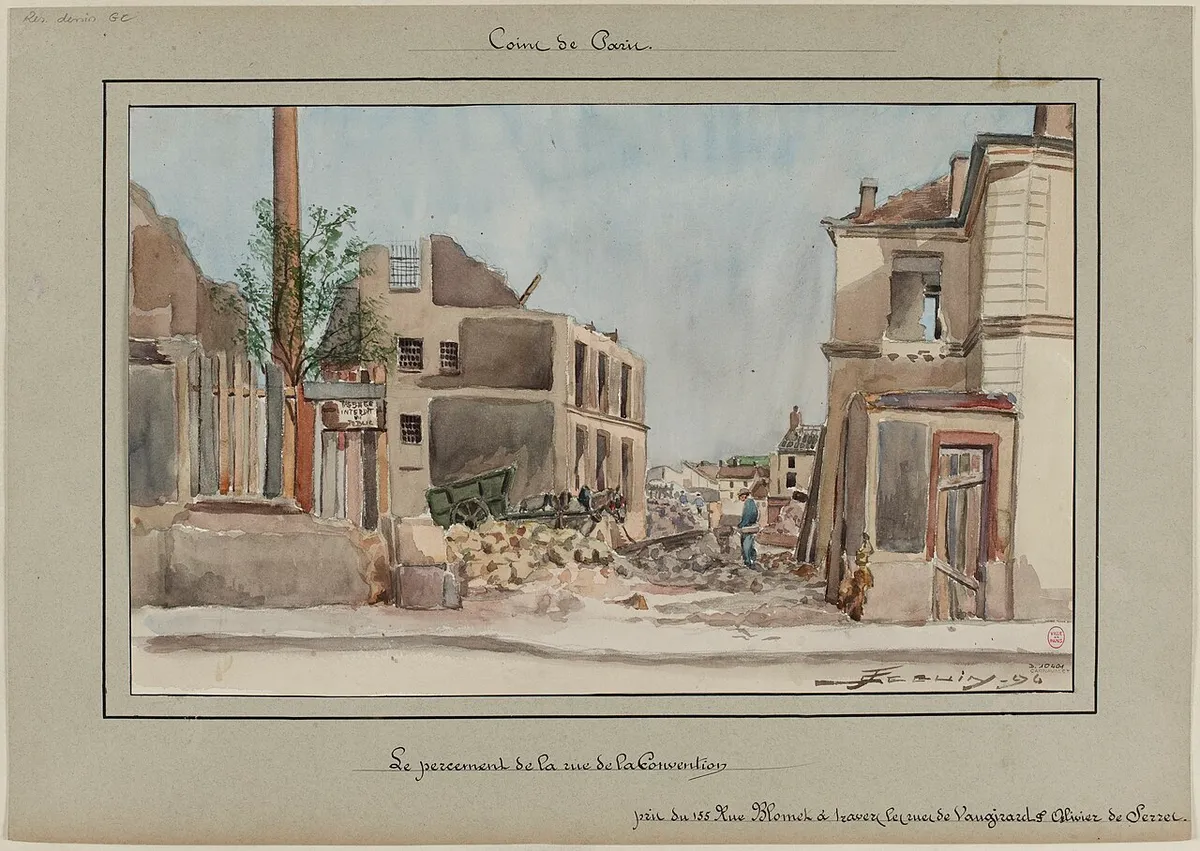 Le percement de la rue de la Convention en 1896, dessin de F. Séguin