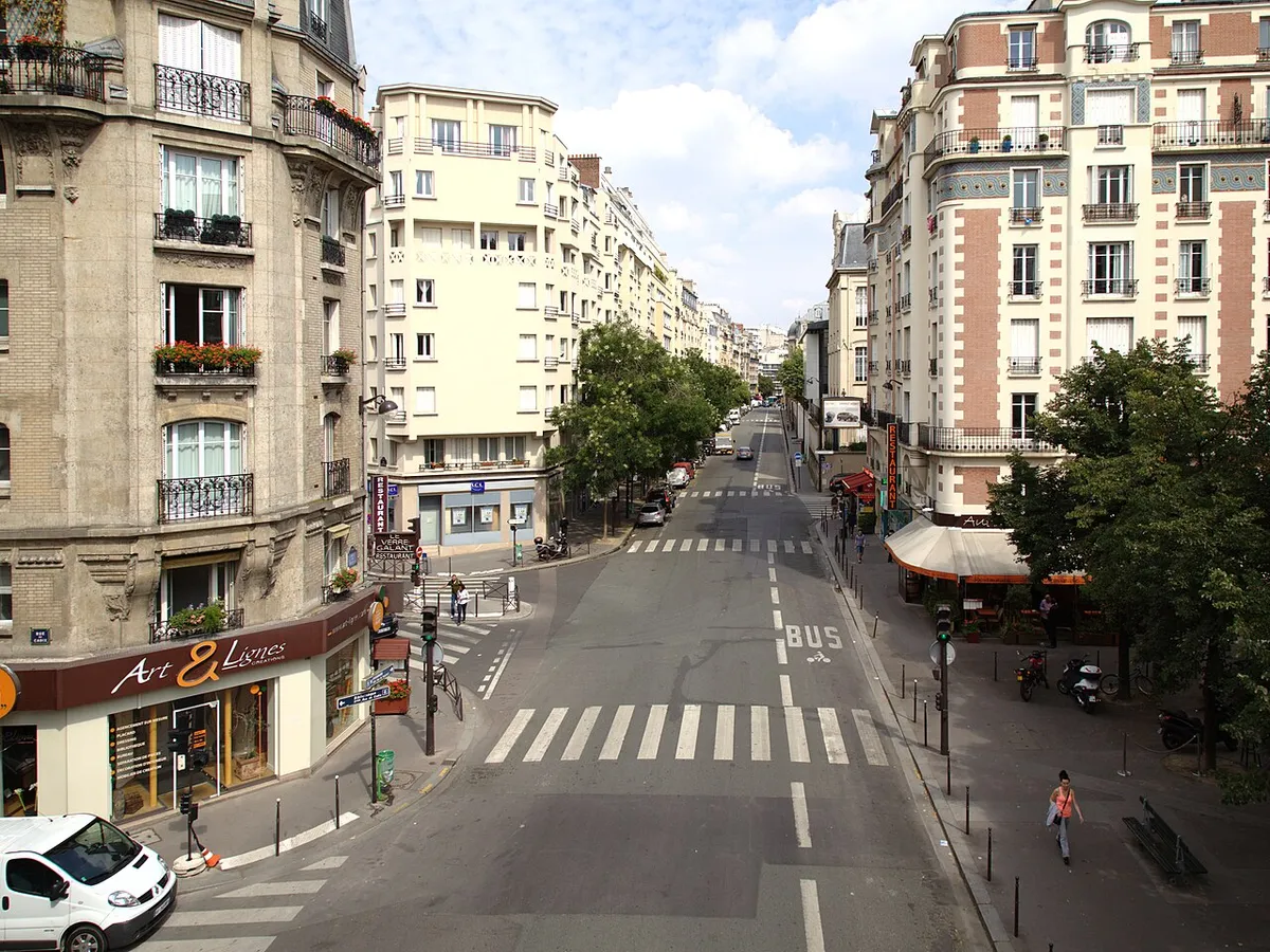 La rue de Vaugirard vue depuis la ligne de Petite Ceinture, près de la porte de Versailles
