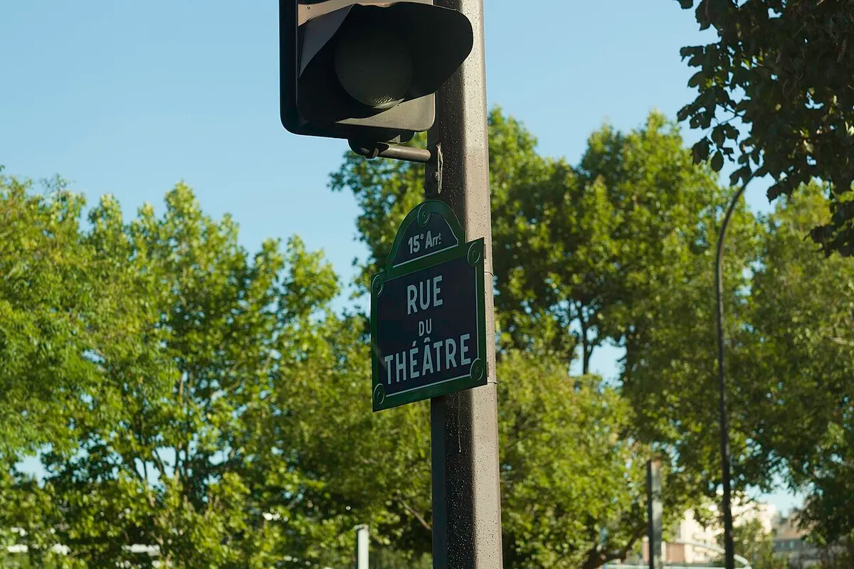 Rue du Théâtre sign, Paris.