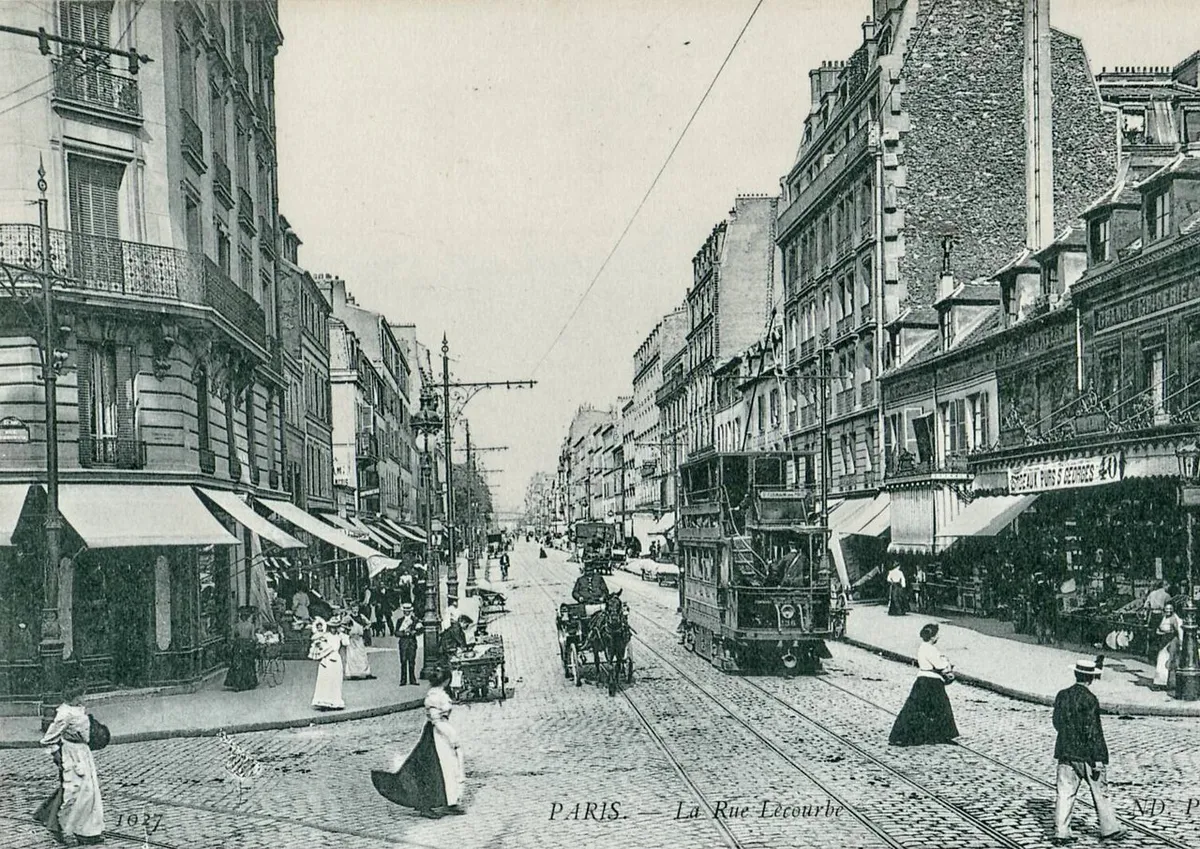 La rue Lecourbe sur une carte postale ancienne (Neurdein)
