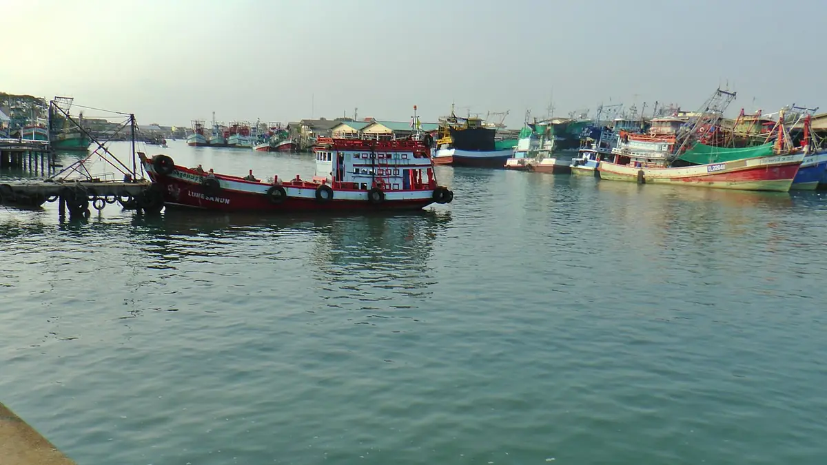 Des bateaux de pêche amarrés dans le port de Rayong