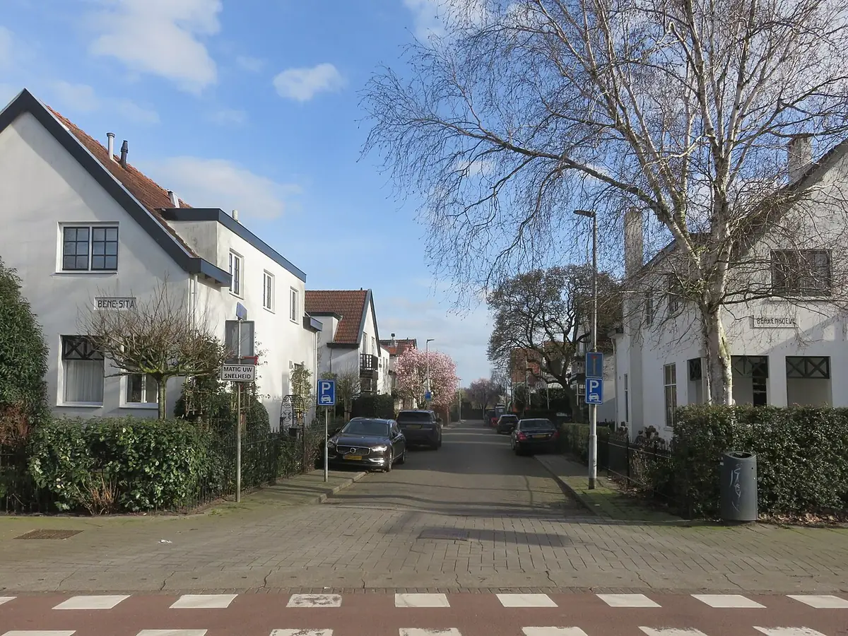 Une rue résidentielle bordée d’arbres et de maisons à Hillegersberg, Rotterdam